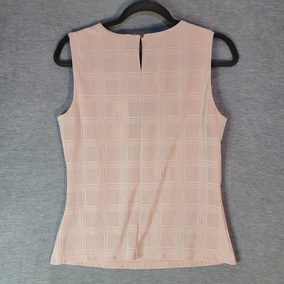 Calvin Klein Womens Top SZ Small Blouse Sleeveless Pleated Neutral Blush - Picture 8 of 13